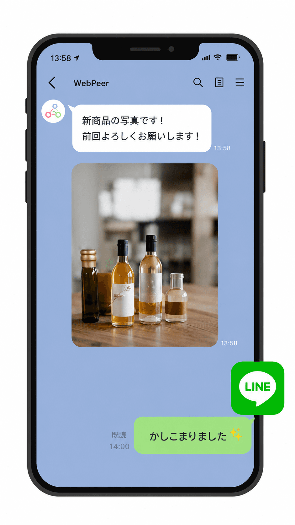 LINEで写真と一言送る